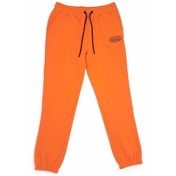 Von Dutch Oval Logo Fleece Jogger Orange Black‎ Streetwear Unisex - Picture 1 of 7